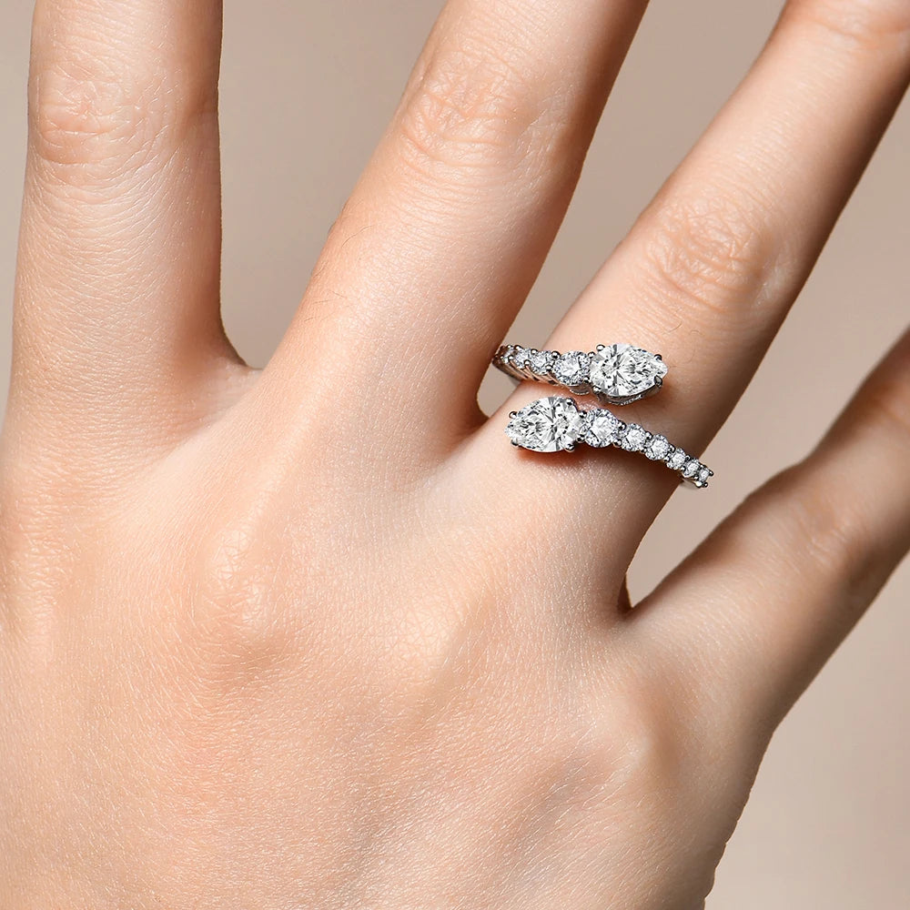 CHARMING Two-Headed Leopard Moissanite Diamond Rings Jewelry 925 Sterling Sliver for Women Wedding Anniversary Jewelry Gifts
