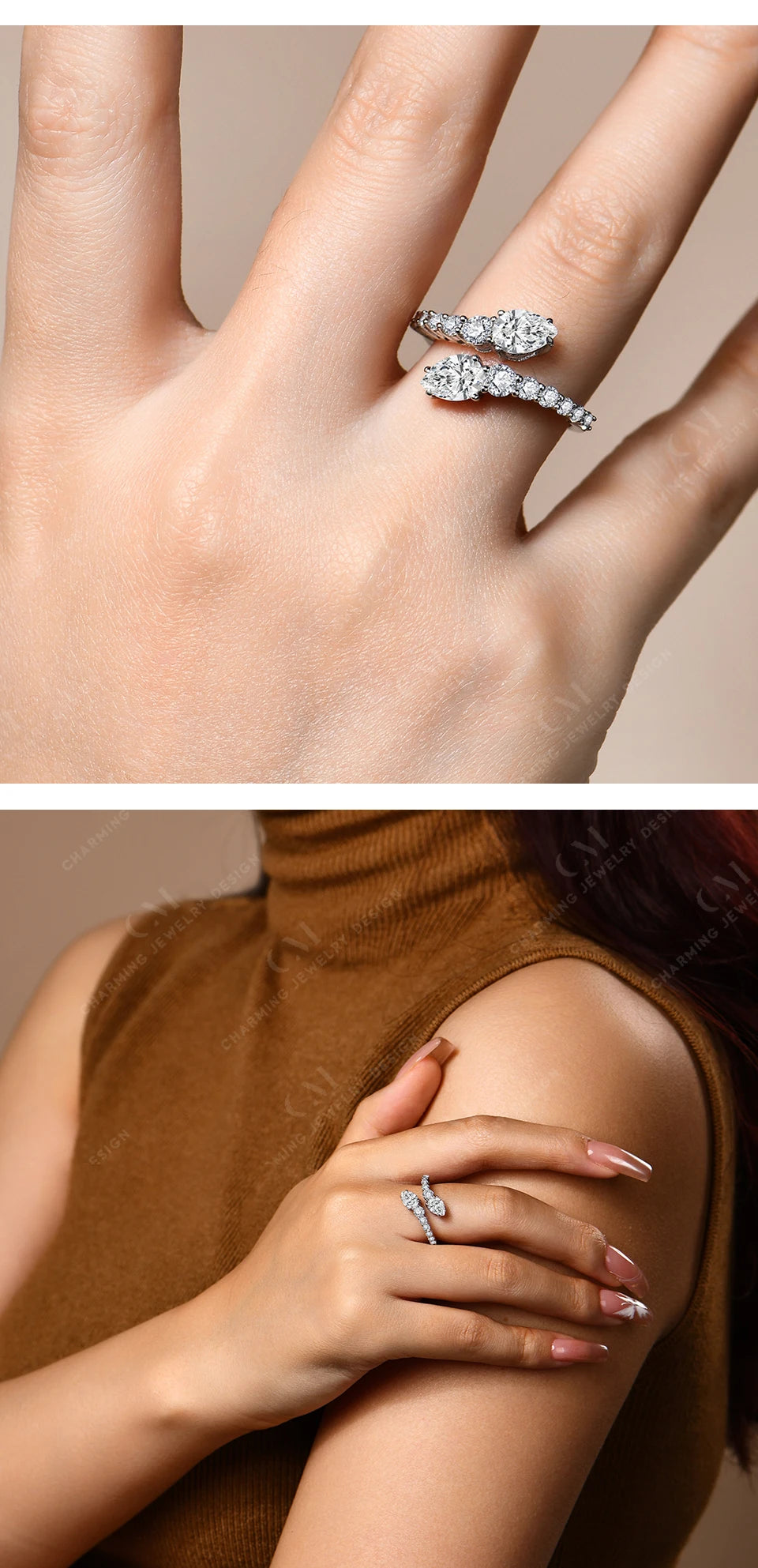 CHARMING Two-Headed Leopard Moissanite Diamond Rings Jewelry 925 Sterling Sliver for Women Wedding Anniversary Jewelry Gifts