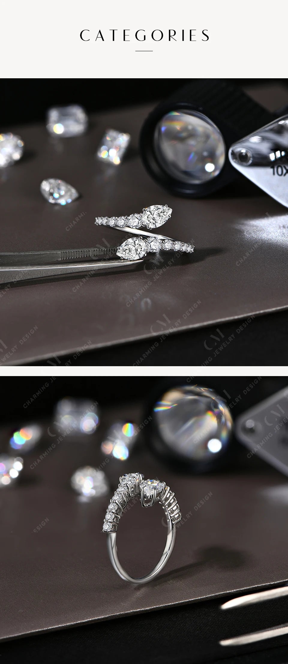 CHARMING Two-Headed Leopard Moissanite Diamond Rings Jewelry 925 Sterling Sliver for Women Wedding Anniversary Jewelry Gifts